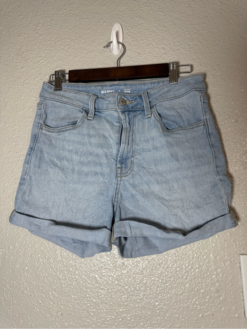 Old Navy Light Blue Cuffed WoW High rise Denim Jean Shorts Size 6